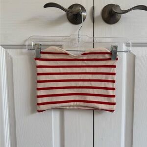 Zara Red and Beige Striped Crop Top